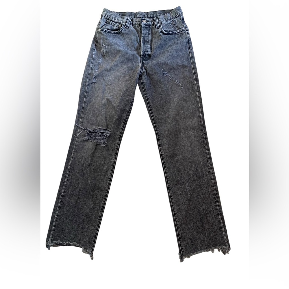 Carmar Black Distressed Jeans Size 26 Low Rise Straight Leg Y2K Denim